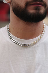 10MM CUBAN & FRESHWATER PEARL CHAIN